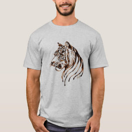 O t-shirt pintado mão dos homens da arte do tigre