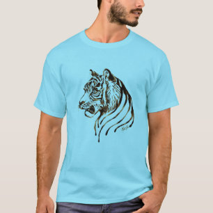 O t-shirt pintado mão dos homens da arte do tigre