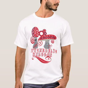 O t-shirt retro dos homens Groovy dos cogumelos