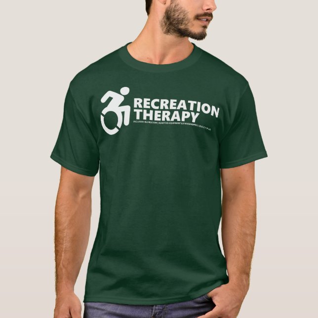 O t-shirt verde clássico da terapia da recreação (Frente)