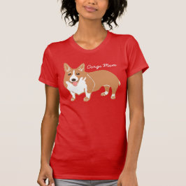O t-shirt vermelho das mulheres da mamã do Corgi