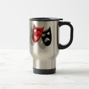 O teatro mascara a caneca de viagem