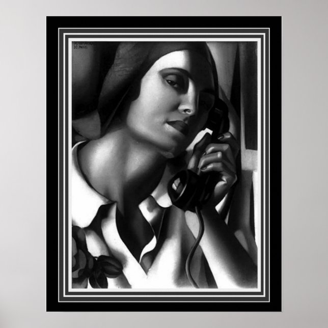 "O Telefone" Art Deco Impressão - Tamara de Lempic (Frente)