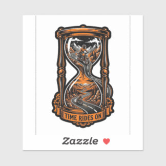 O Tempo Anda Sobre Adesivo de Ampulheta — Decalque