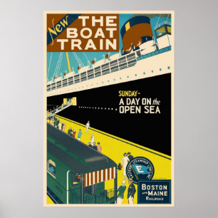 O trem de barco - poster das viagens vintage