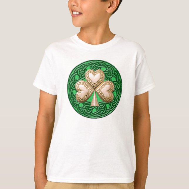 O trevo Dourado no céltico ata a camisa (Frente)