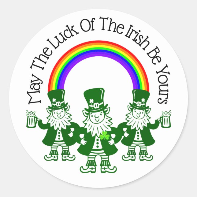 O Trio Clássico de Leprechaun Adesivo Redondo (Frente)