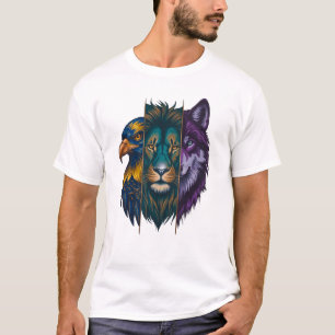 O Trio Selvagem Vibrante 🐾 Camiseta Masculina