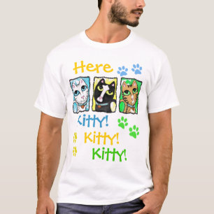 O Triptych colorido dos gatos caçoa o t-shirt