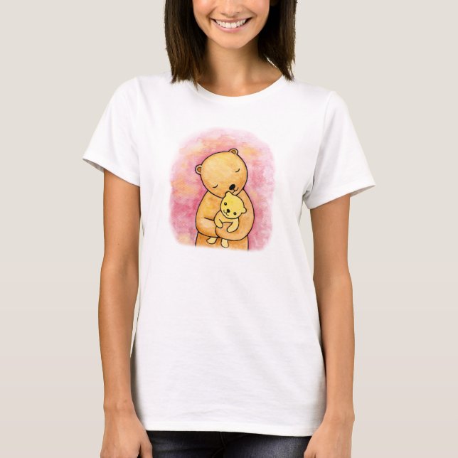 O urso e o bebê do Mama carregam o t-shirt bonito (Frente)