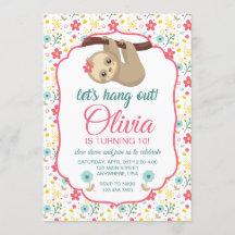 O Vamos De Convite De Aniversário Da Flor Sloth Sa