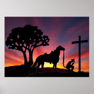 O vaqueiro no pé da arte transversal do poster