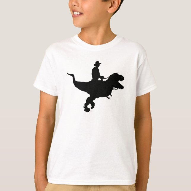 O vaqueiro que monta T-Rex caçoa o t-shirt (Frente)