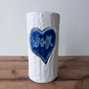 O vaso do casal Handmade com coração dos azuis