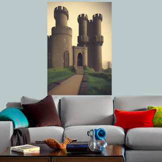O velho castelo de pedra | AI Art Poster