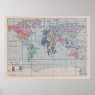 O Velho Mundo - poster do mapa do vintage
