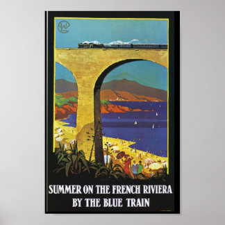 O verão do trem azul na Poster da Riviera francesa