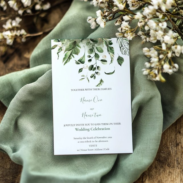 O verde deixa o convite para casamento do jardim (This garden botanical design brings a touch of outdoor nature to any wedding invitation)