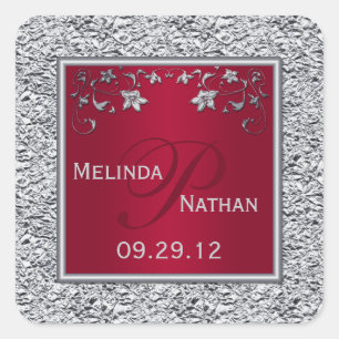 O vermelho, prateia a etiqueta floral IMPRESSA do