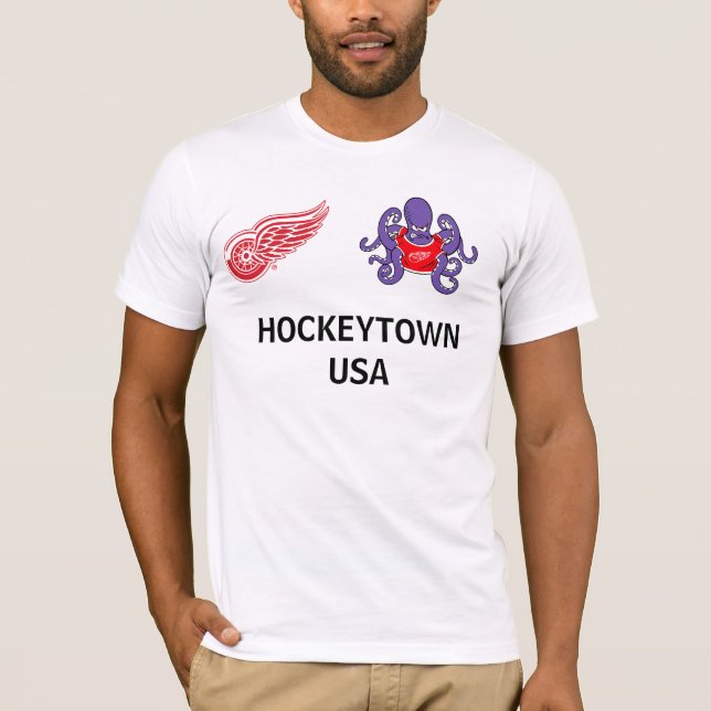 O vermelho voa o t-shirt de Hockeytown (Frente)