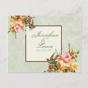 O vintage aumentou cartão da resposta dos pássaros