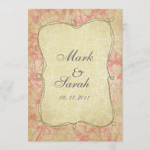 O vintage Crackled convite cor-de-rosa das flores