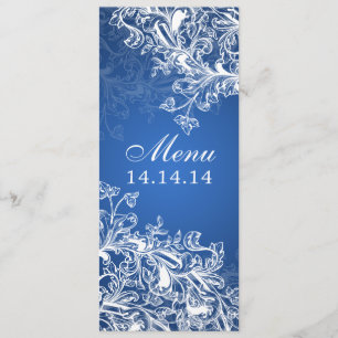 O vintage elegante do menu do casamento roda azul