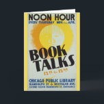 O vintage "livro fala" o cartão<br><div class="desc">Se você é com necessidade do cartão perfeito para um amante de livro,  não olhe nenhum mais adicional! 

Note por favor: Esta é uma imagem do dominio público. Foi feita original pelo projeto Chicago da arte de Illinois WPA.</div>