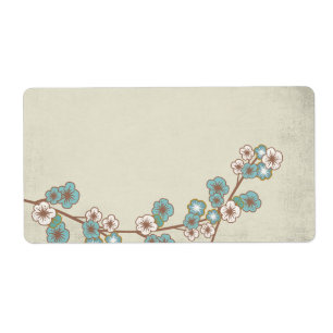O vintage sakura azul floresce a etiqueta de Avery