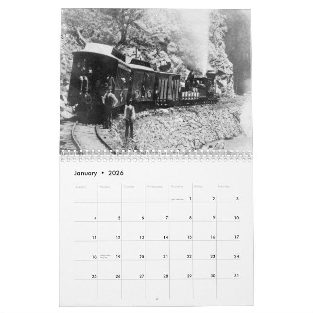 O vintage treina o calendário (Jan 2026)