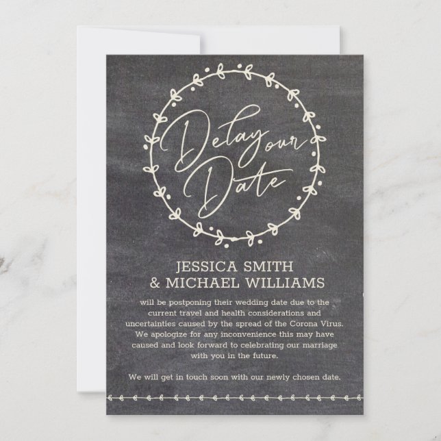 O Vírus Rustic Chalkboard Corona Atrasa O Cartão D (Frente)