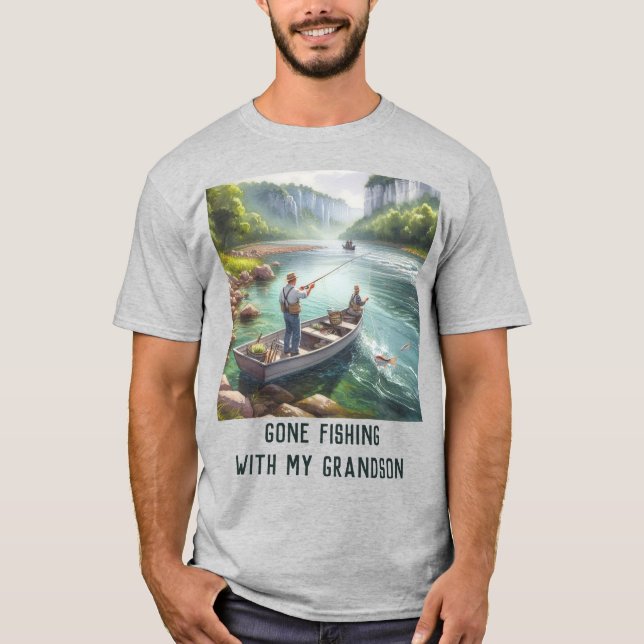 O Vovô pescador AI-art Básico T-Shirt (Frente)