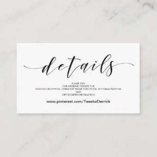 O Web site bonito do casamento detalha o cartão do