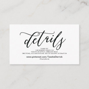 O Web site bonito do casamento detalha o cartão do