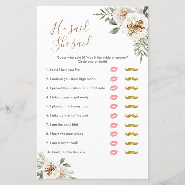 O Winter White Floral disse que ela disse que tinh (Frente)