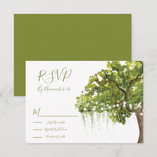 Oak Tree Moss lança placas de resposta RSVP (Frente/Verso)