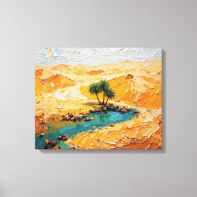 Oasis na Parede de Canvas do Deserto Premium (Frente)