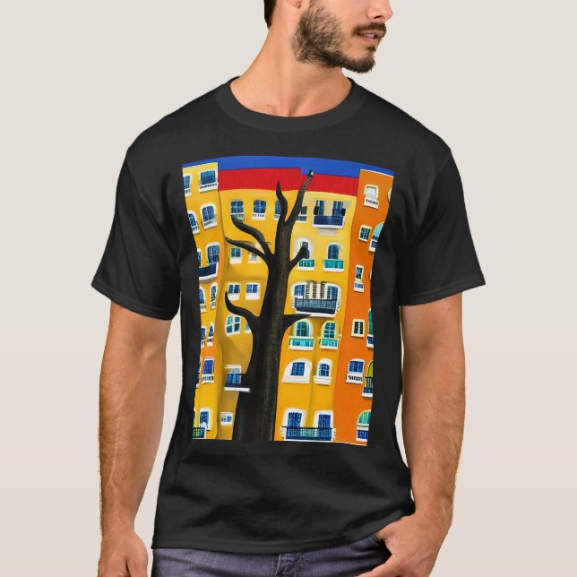 Oásis Urbano: Camiseta de Edifício Estilizado Colo (Frente)