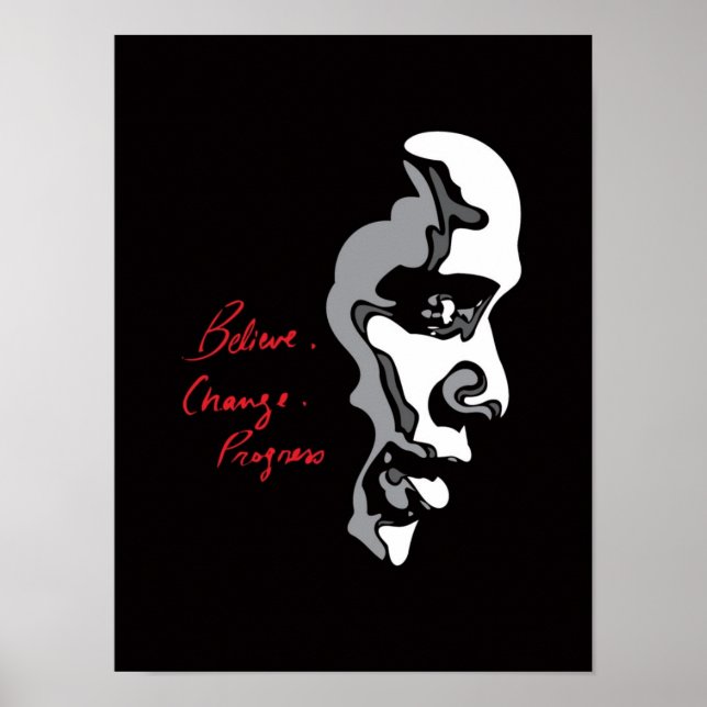 Obama: Acredite no Poster do Progresso da Mudança (Frente)