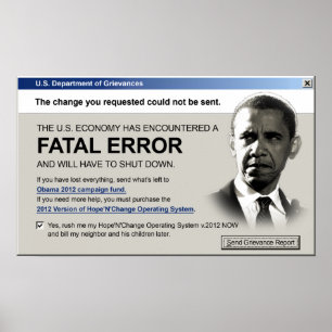Obama - erro fatal: Poster do protesto