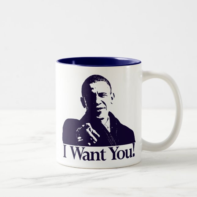 Obama eu quero-o! Caneca (Direita)