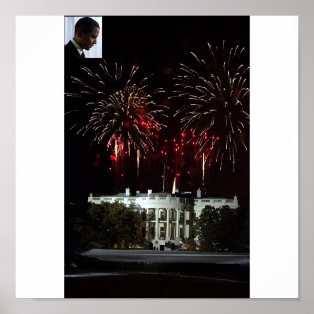 OBAMA FOGOS DE poster NA CASA BRANCA (Frente)