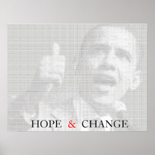 Obama Hope & Change Ascii Art Poster