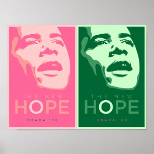Obama - poster cor-de-rosa & verde da esperança