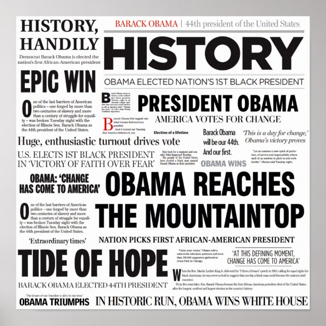Obama: Poster da Colagem Histórica (Frente)