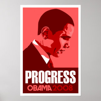 Obama - Progresso do Poster vermelho escuro