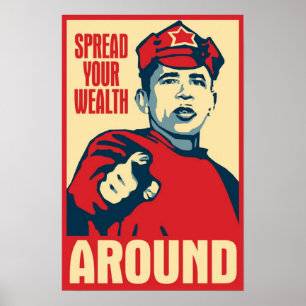 Obama que espalha a riqueza em torno do poster