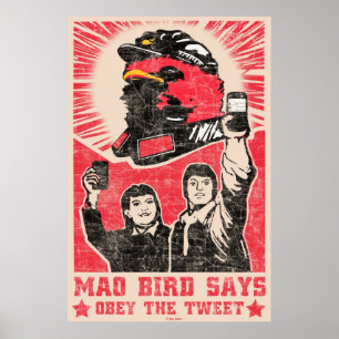 Obedeça o poster vermelho do pássaro de Mao do