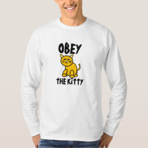 Obedeça o t-shirt dos homens do gatinho