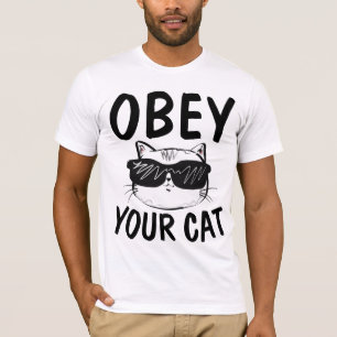 OBEDEÇAM SEU GATO, T-shirts Engraçadas